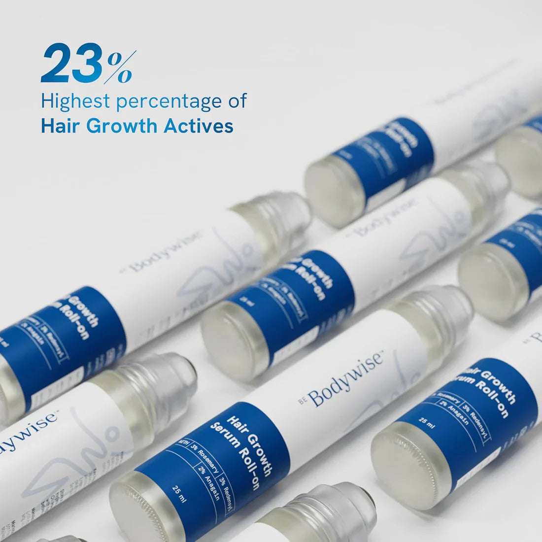 Be Bodywise Advanced Hair Growth Roll-On Serum | 3% Rosemary | 2% Aminexil | 3% Redensy l 2% Anagain | Precision Scalp Applicator | Paraben & Sulphate Free | Non oily and mess free-HHW