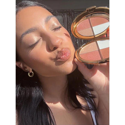 eye & cheek palette -eyeshadow andhighlighter makeup(with Detachable Brush)—XDX